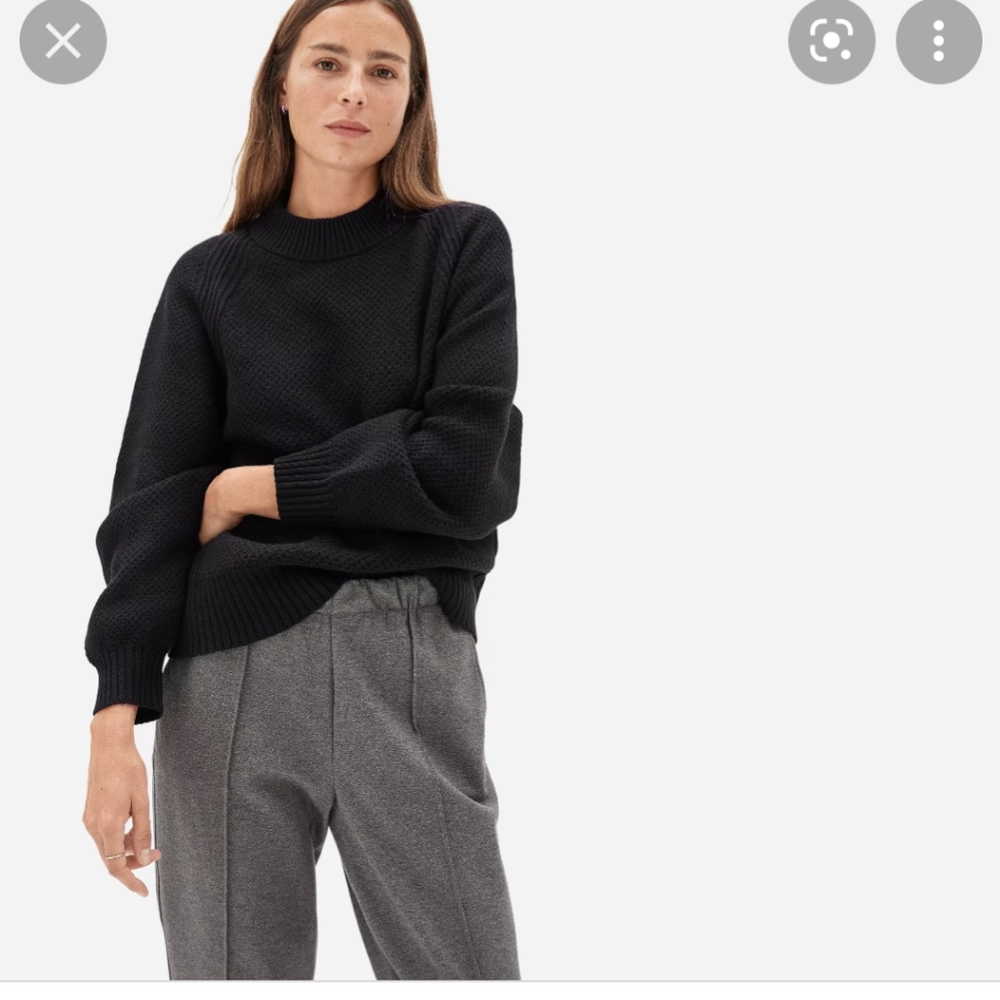 Everlane Oversized Cashmere Crew XXS Waffle Black